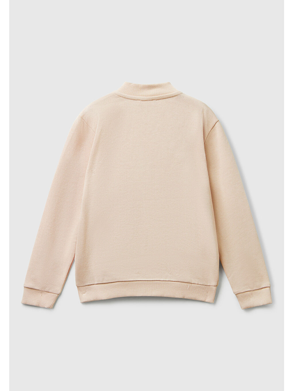 Kız Çocuk Toz Pembe Simli Logo Baskılı Fermuarlı Ribanalı Regular Fit Sweatshirt-1