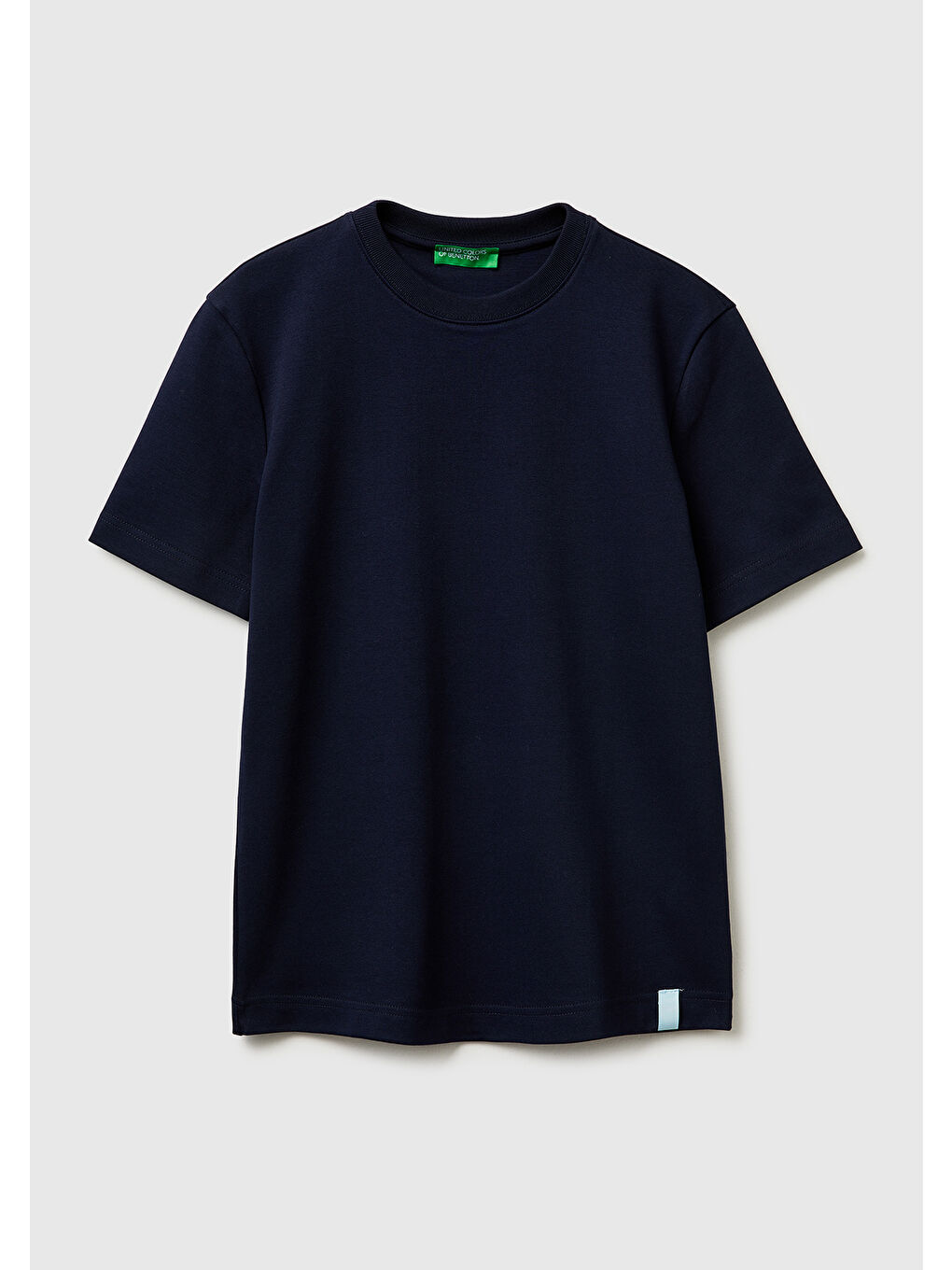 Kadın Lacivert %100 Pamuk Etek Ucu Logo Detaylı Bisiklet Yaka T-Shirt