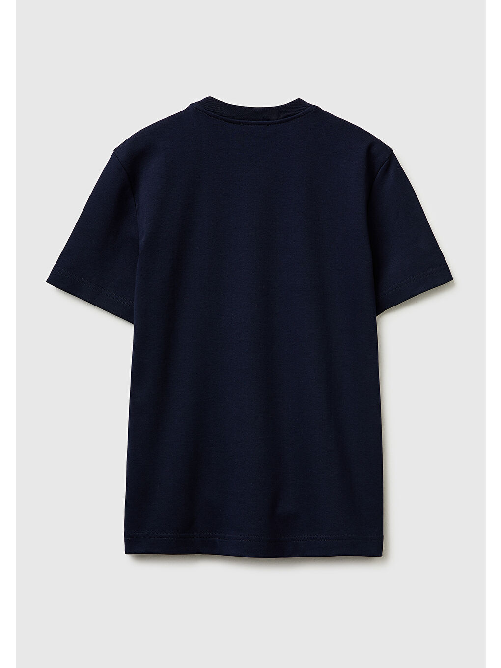 Kadın Lacivert %100 Pamuk Etek Ucu Logo Detaylı Bisiklet Yaka T-Shirt-1