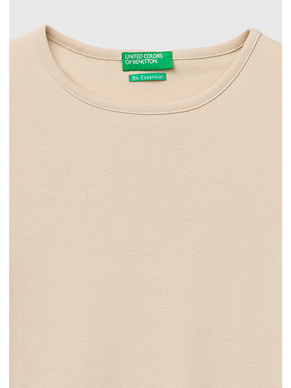 Bej Kadın Taş %100 Pamuk Bisiklet Yaka T-Shirt-2