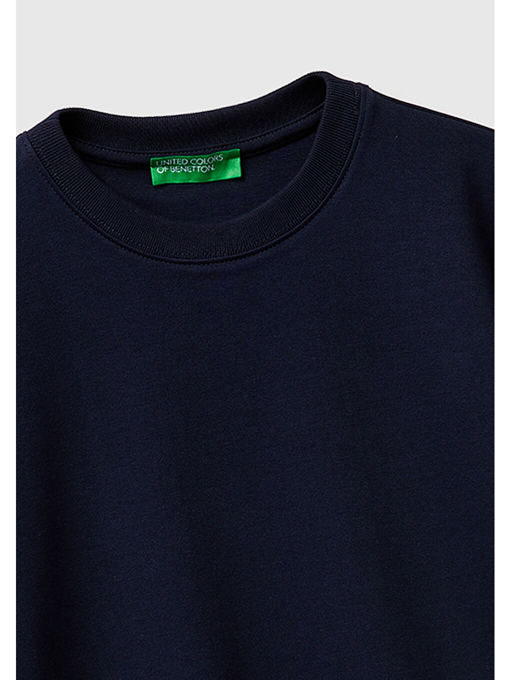 Kadın Lacivert %100 Pamuk Etek Ucu Logo Detaylı Bisiklet Yaka T-Shirt-2