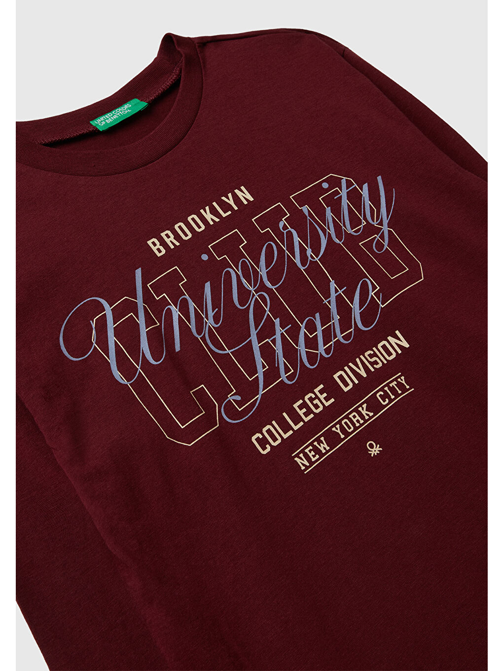 Erkek Çocuk Bordo Önü Baskılı Bisiklet Yaka Uzun Kollu Jarse T-shirt-2