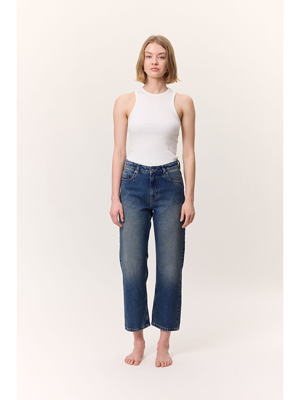 Yüksek Bel Straıght Fıt Jean Mavi-1