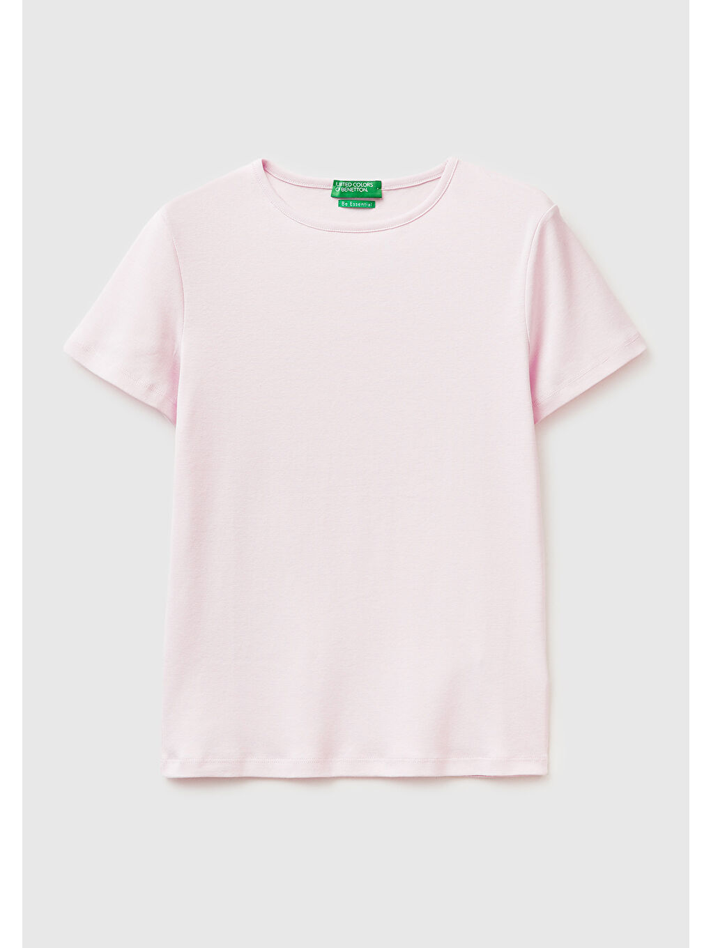 Kadın Açık Pembe %100 Pamuk Bisiklet Yaka T-Shirt