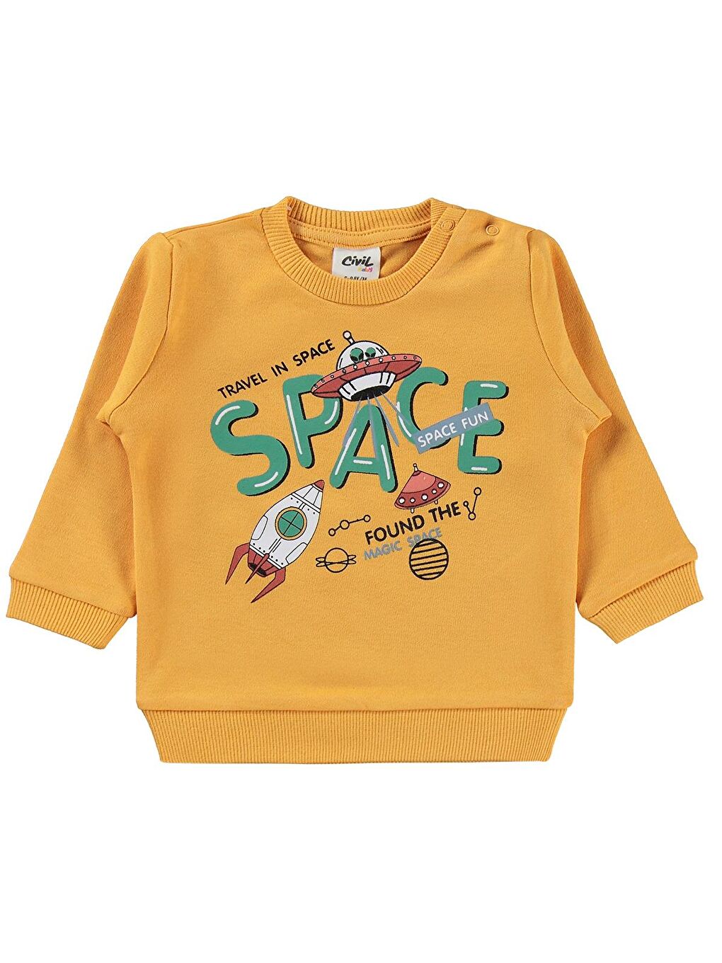 Sarı Baby Space Baskılı 6-18 Ay Takım-1