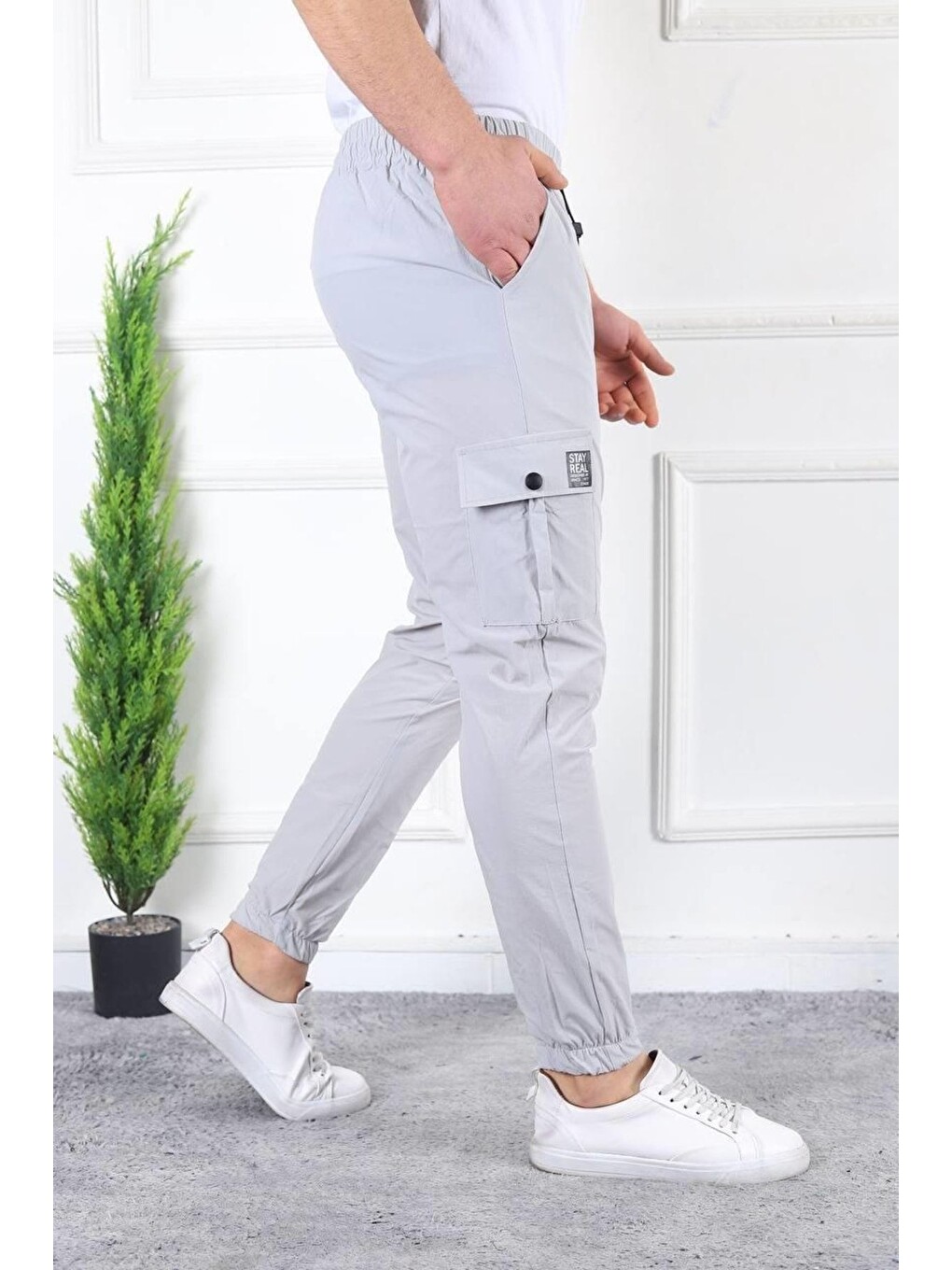 Gri Erkek Slim Fit Jogger Alt Eşofman-2