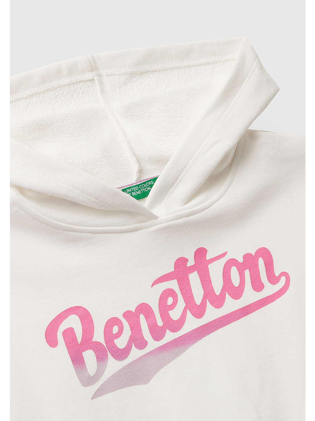 Kız Çocuk Ekru Önü Logo Baskılı Ribanalı Kapüşonlu Sweatshirt-2