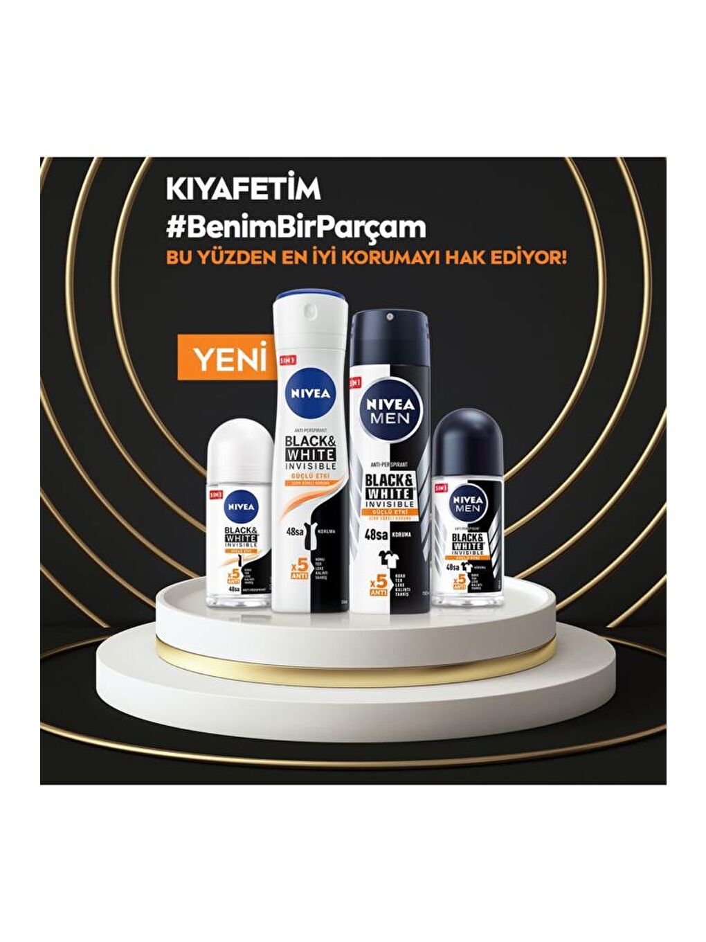 NIVEA Şeffaf Men Erkek Sprey Deodorant Black&White Invisible Güçlü Etki 48 Saat Anti-Perspirant Koruma 150 ml - 5