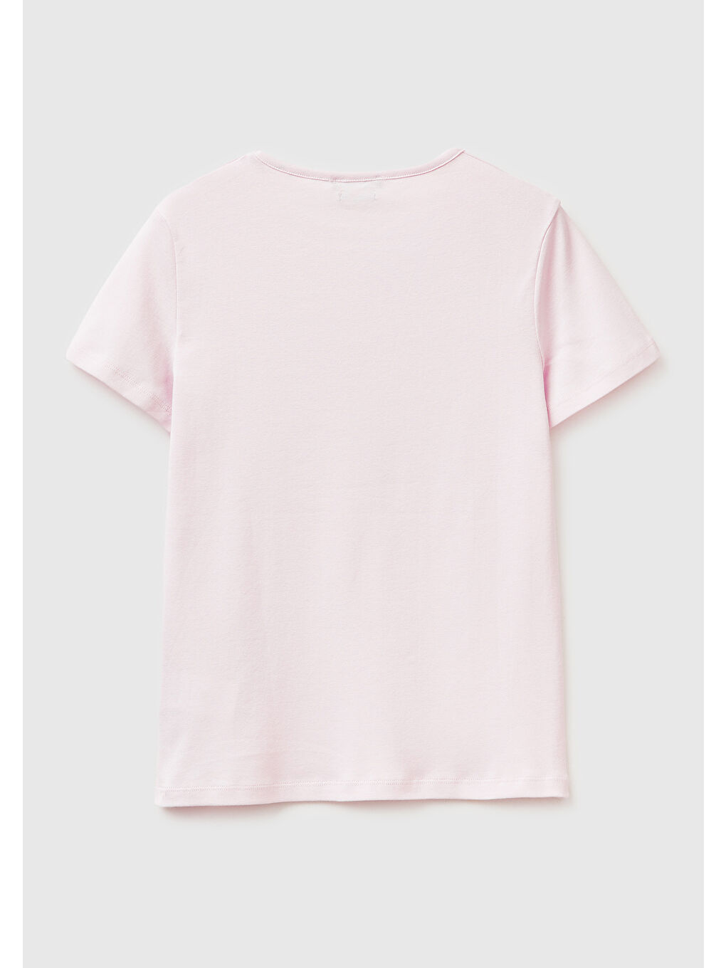 Kadın Açık Pembe %100 Pamuk Bisiklet Yaka T-Shirt-1
