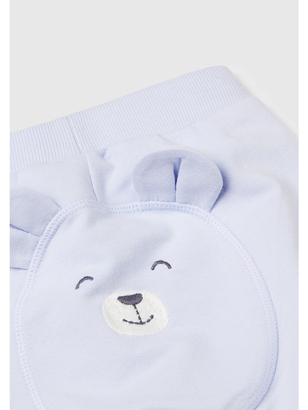 Bebek Açık Mavi Altı Kulaklı ve Hayvan İşlemeli Ribanalı Eşofman Altı-2