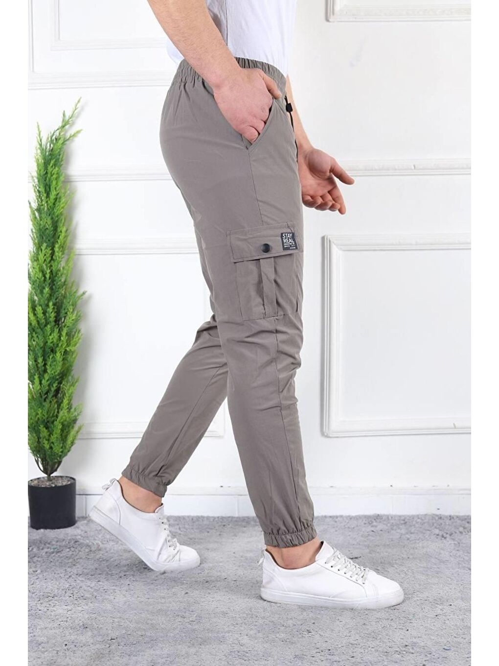Kahverengi Erkek Slim Fit Jogger Alt Eşofman-2