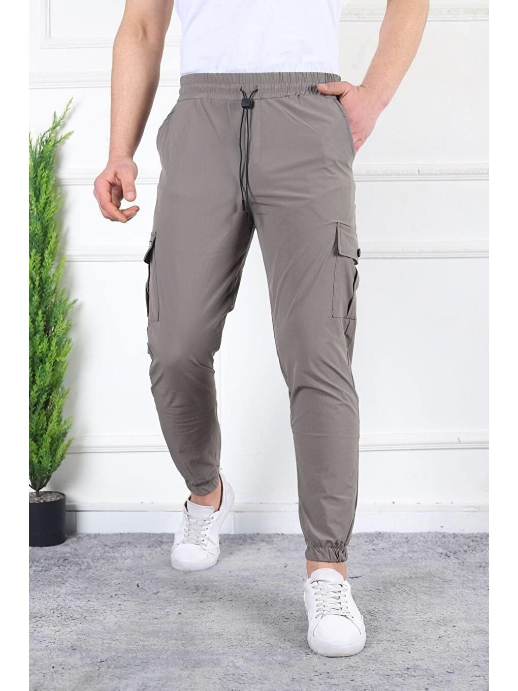 Kahverengi Erkek Slim Fit Jogger Alt Eşofman-3