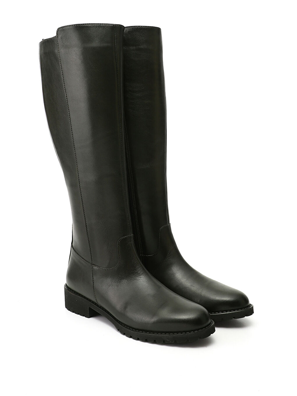 Kadın HAKİ-YEŞİL Fermuarlı Kauçuk Taban Hakiki Deri Çizme-1