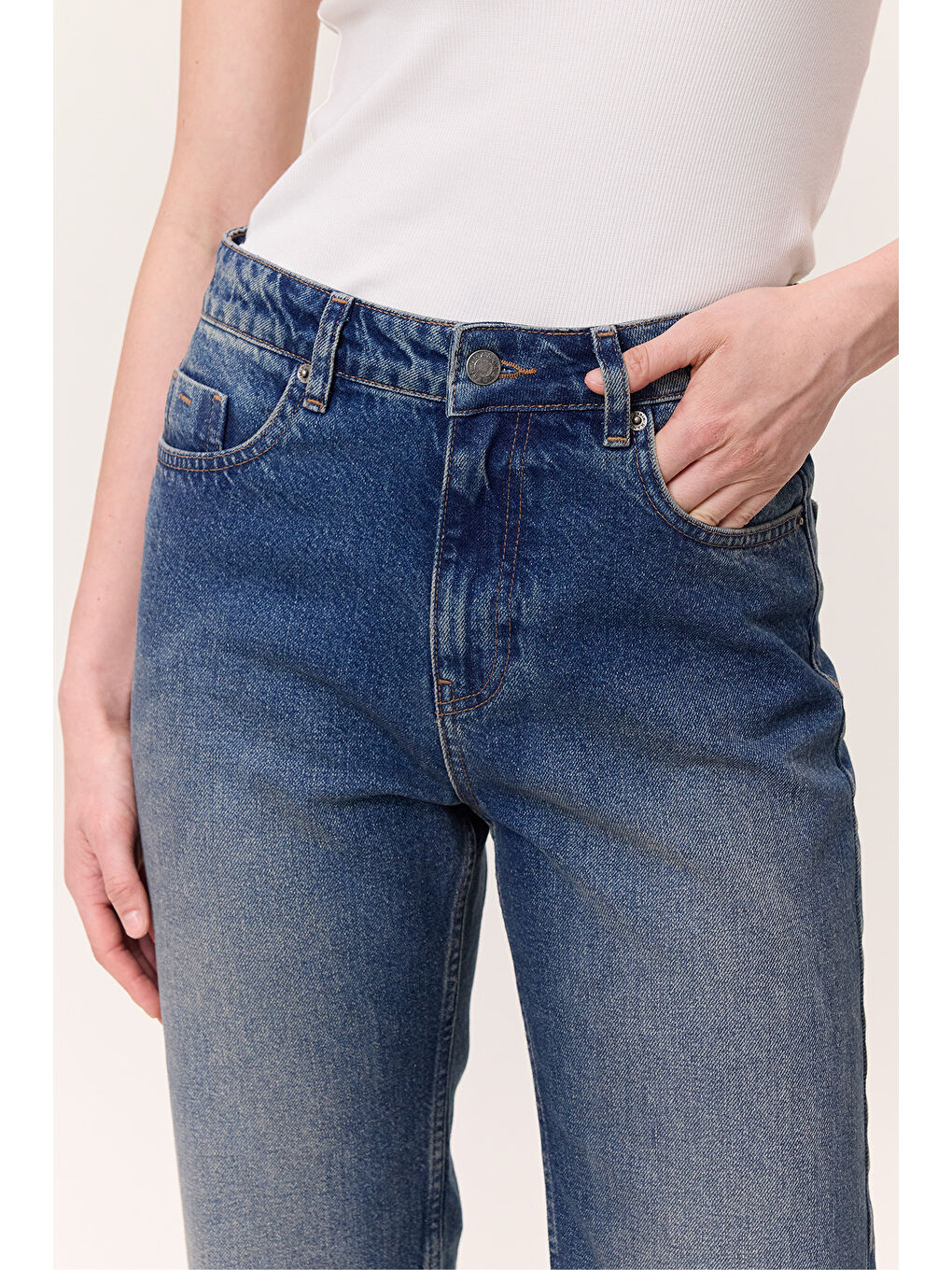 Yüksek Bel Straıght Fıt Jean Mavi-3