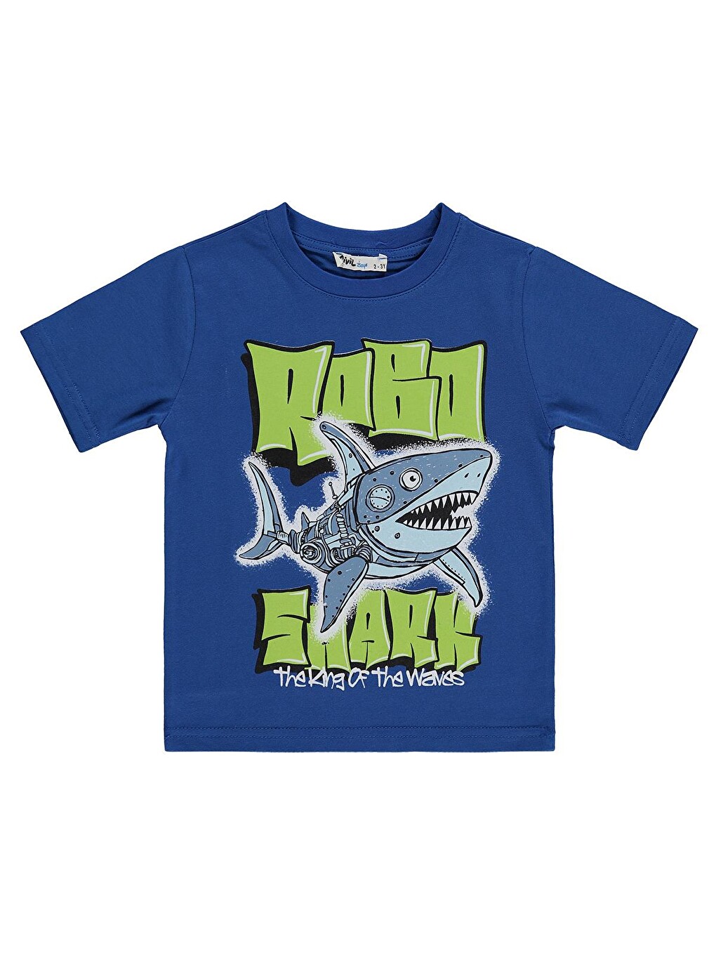 Gri Boys Robo Shark Basklı 2-5 Yaş Tişört - Mavi