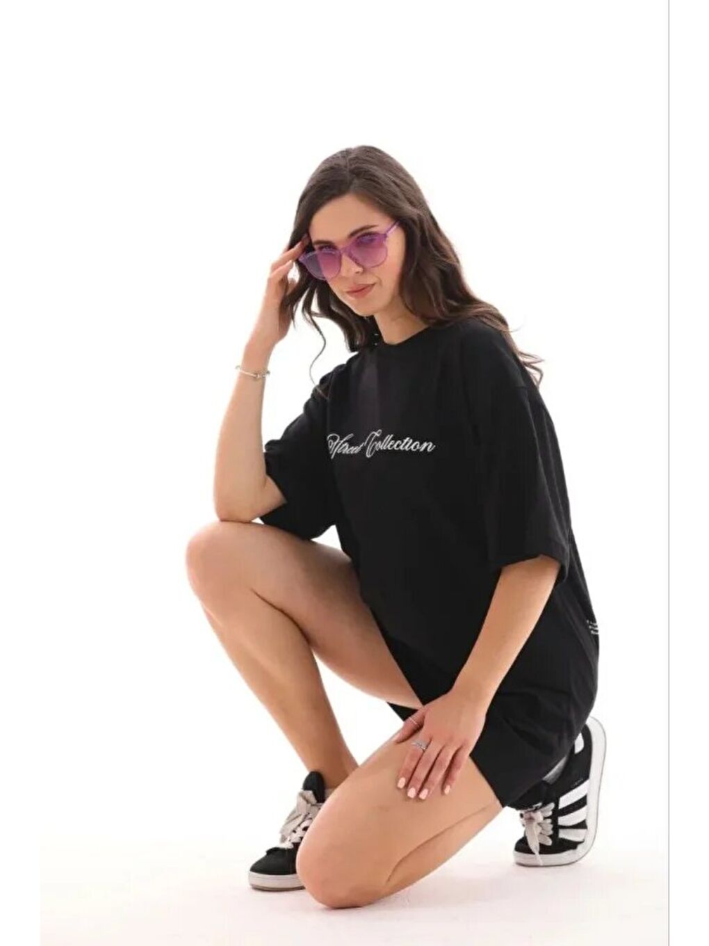 Baskılı T-Shirt Kısa Kol Bisiklet Yaka Regular Rahat Kalıp Günlük Tişört - Siyah-2