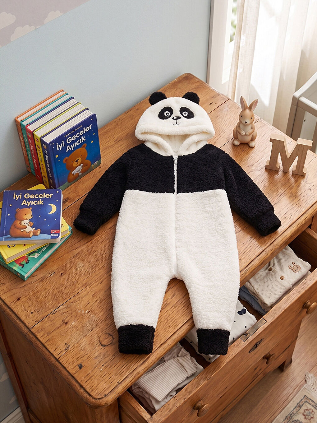 Siyah Welsoft Panda Kız Çocuk Desenli Kışlık  Uyku Tulumu 1–6 Yaş-3