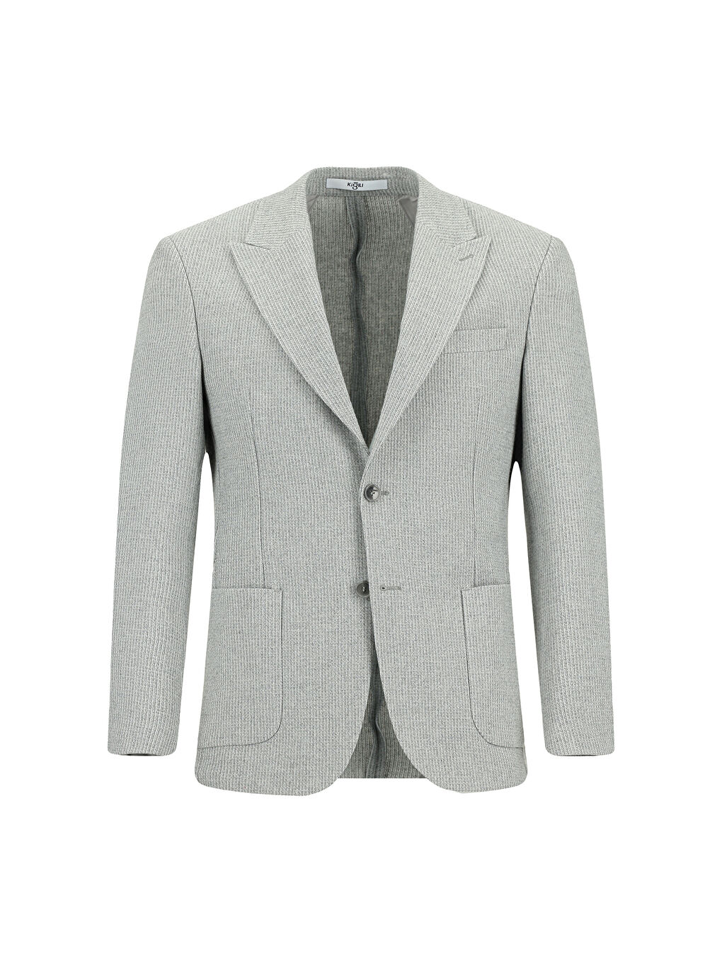 Gri Slim Fit Dar Kesim Yünlü Desenli Spor Ceket