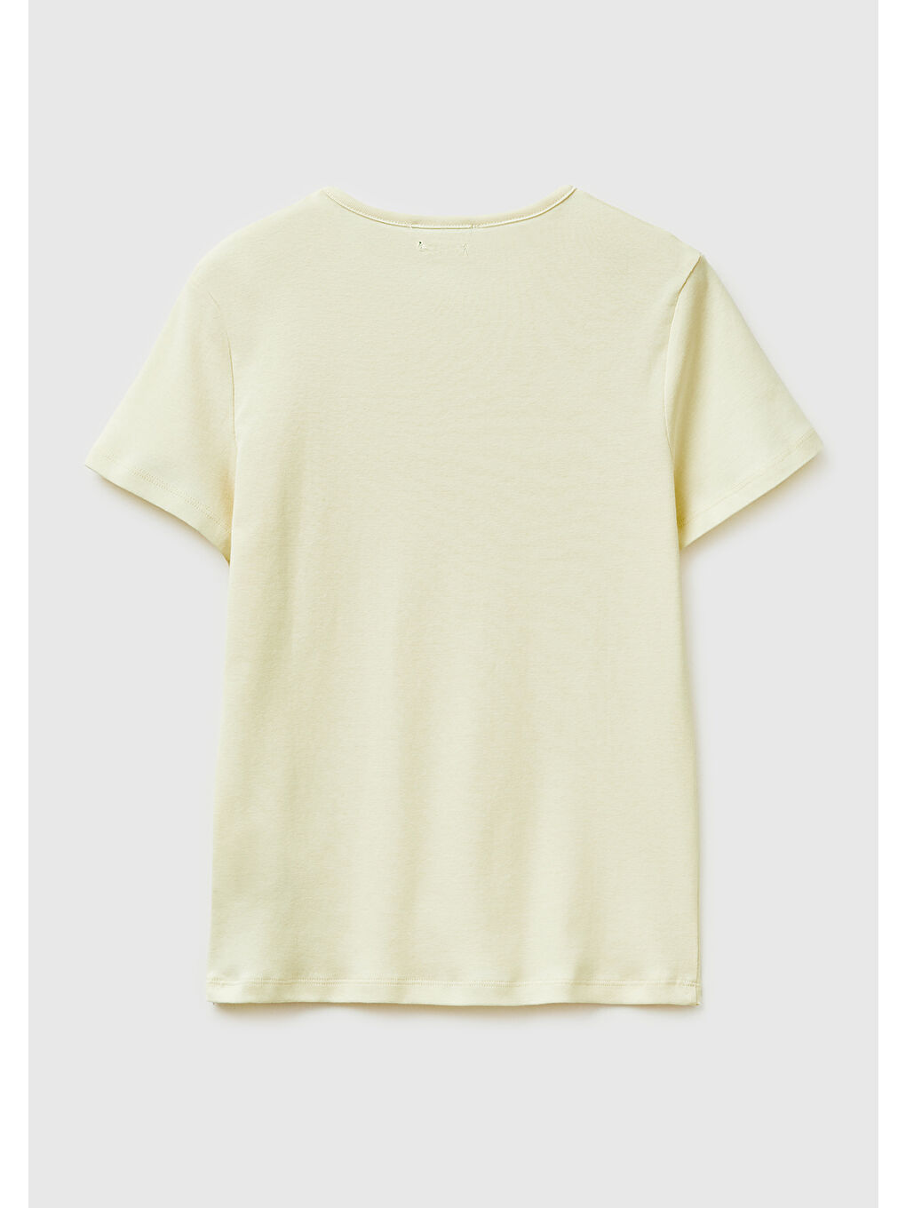 Kadın Açık Sarı %100 Pamuk Bisiklet Yaka T-Shirt-1