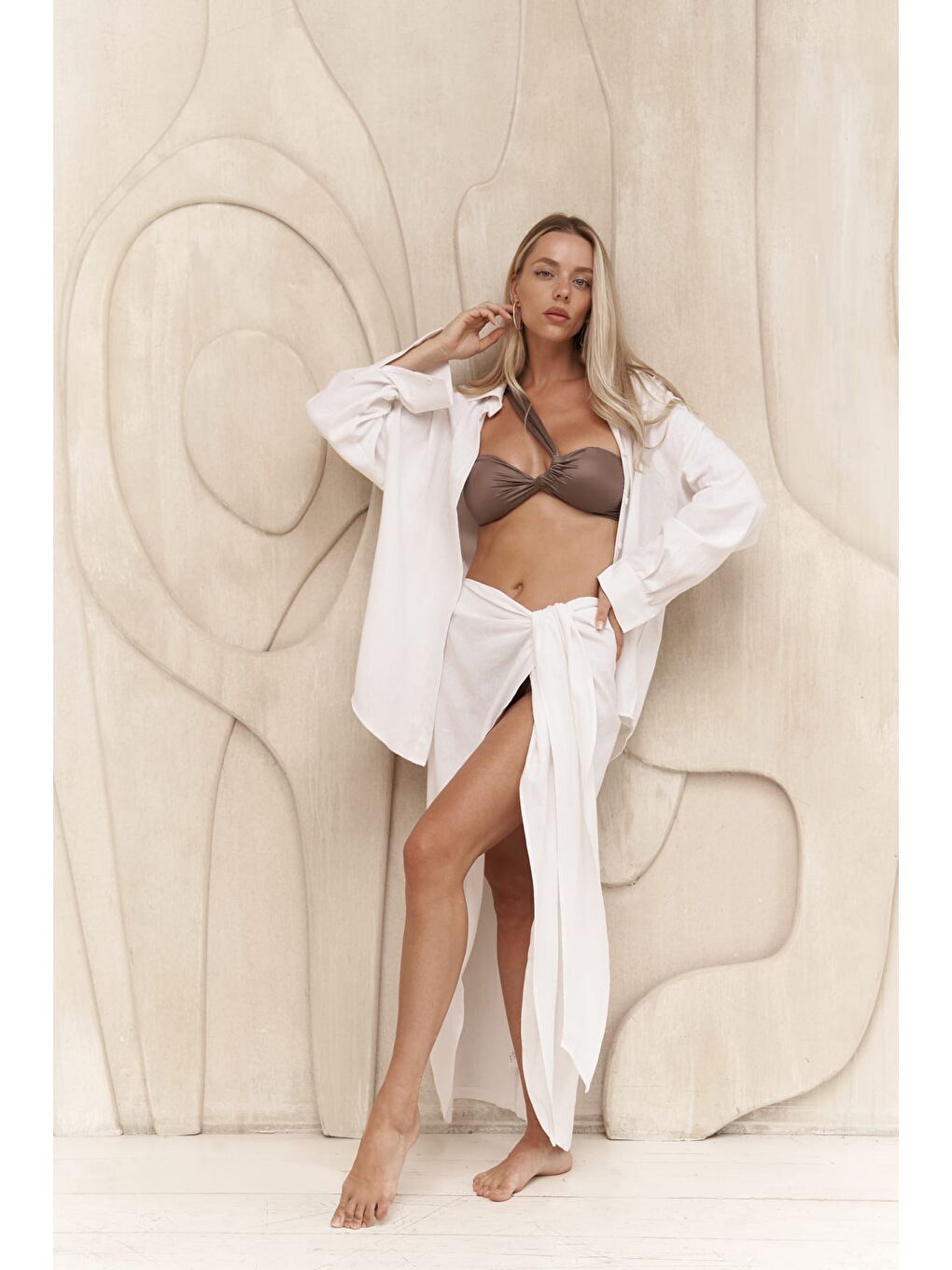 Charlotte Beyaz Oversize Keten Gömlek