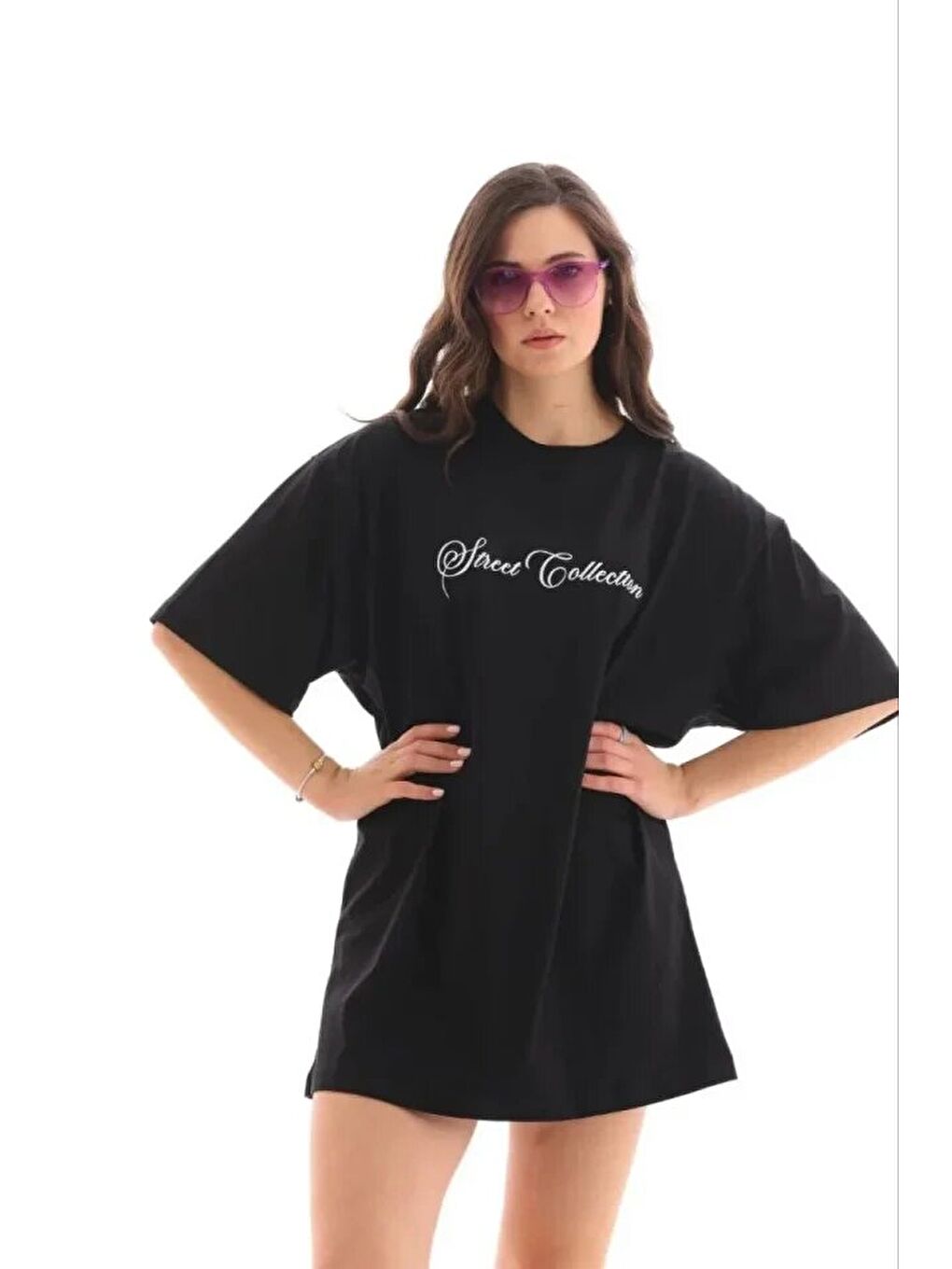 Baskılı T-Shirt Kısa Kol Bisiklet Yaka Regular Rahat Kalıp Günlük Tişört - Siyah-3