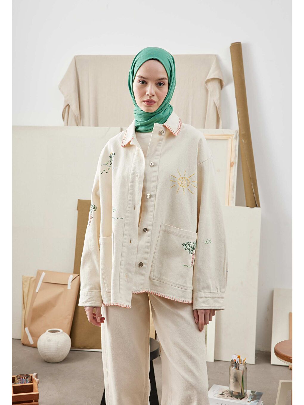 Bambu Şal Nane Yeşili-1