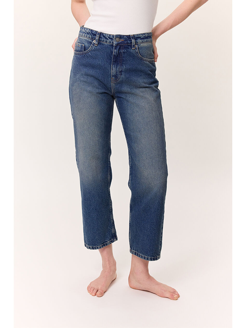 Yüksek Bel Straıght Fıt Jean Mavi-4