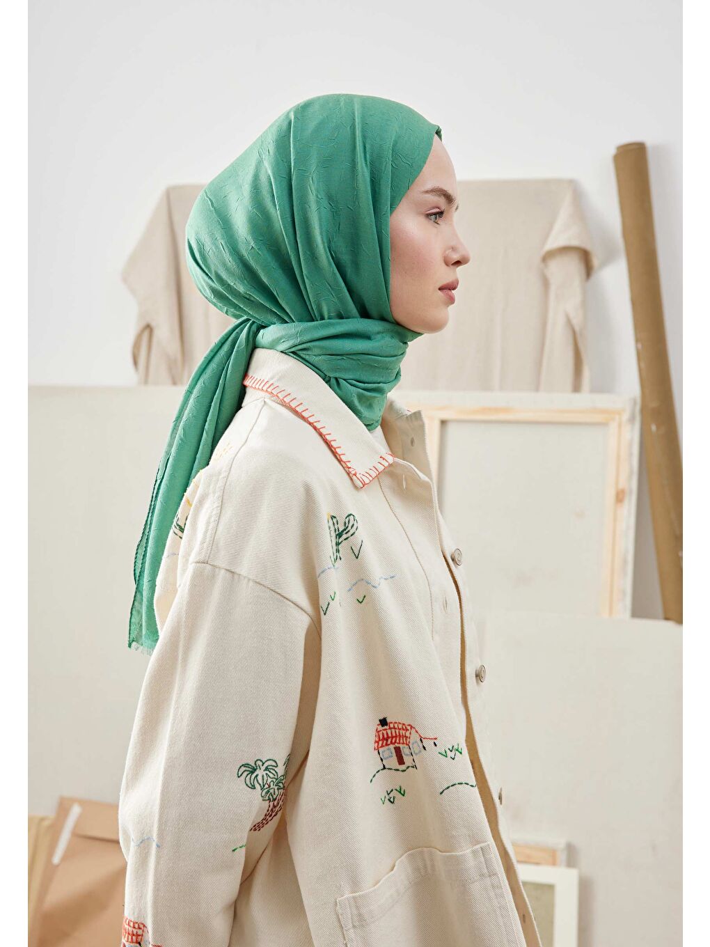 Bambu Şal Nane Yeşili-3