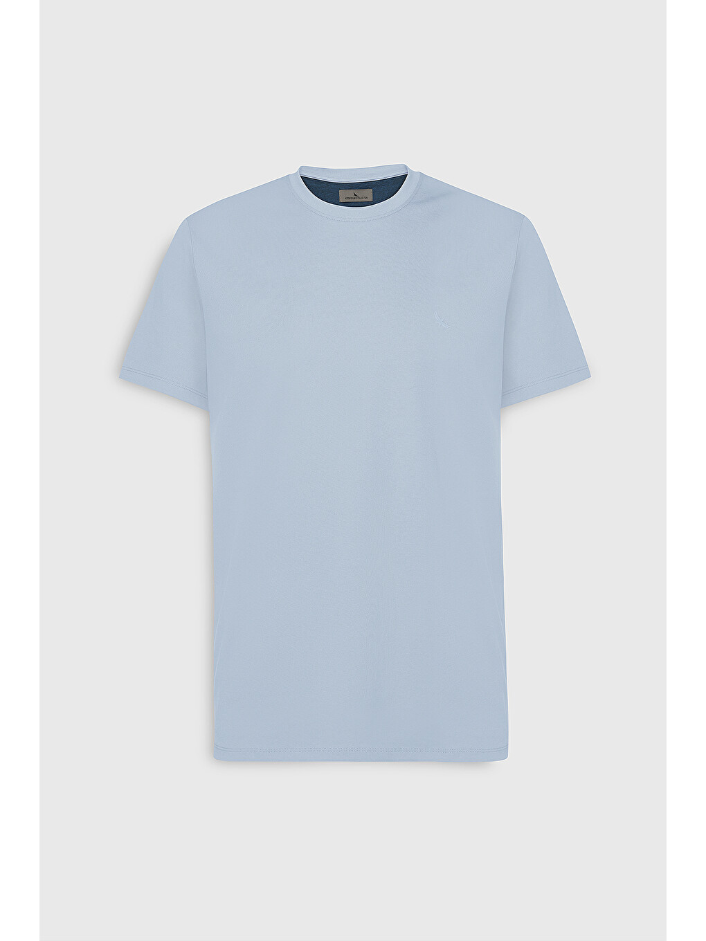 Erkek Açık Mavi Slim Fit Dar Kesim Bisiklet Yaka Pamuklu Tişört-4