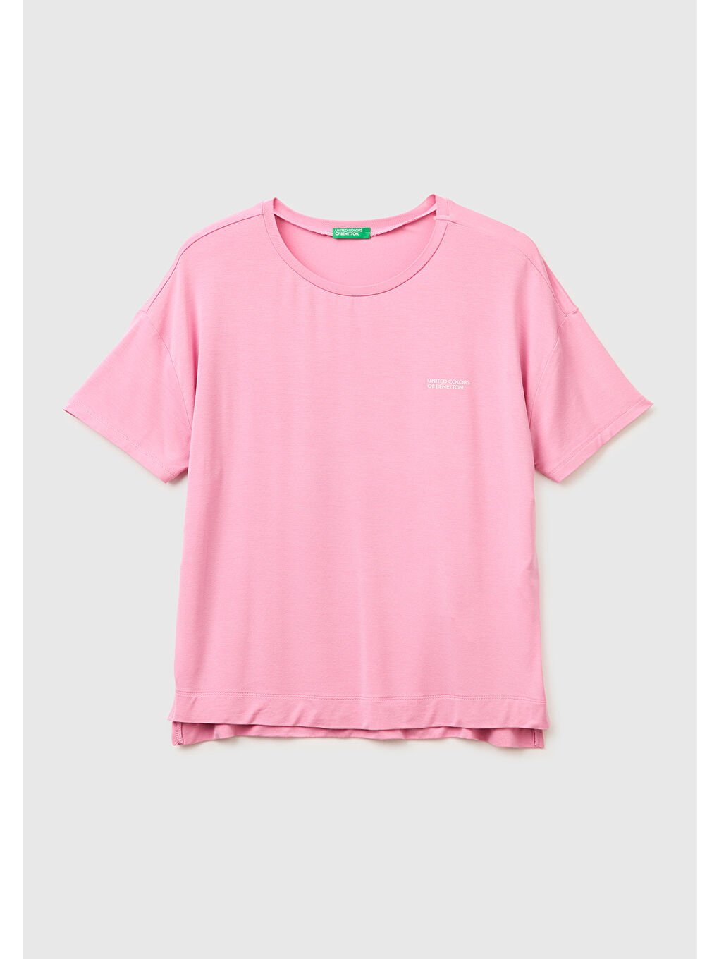Kadın Pembe Modal Karışımlı Logolu Kısa Kollu Yuvarlak Yaka T-Shirt