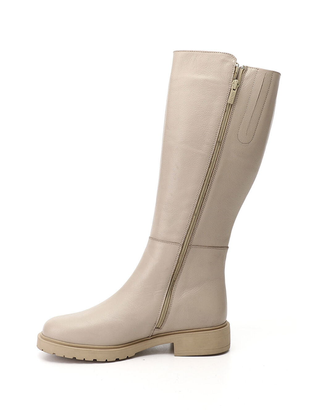 Bej Kadın YENİ BEJ Fermuarlı Hakiki Deri Çizme-2