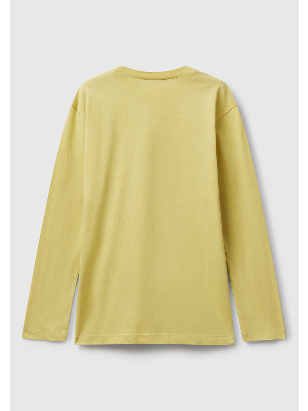 Sarı Erkek Çocuk Hardal Önü Baskılı Bisiklet Yaka Uzun Kollu Jarse T-shirt-1