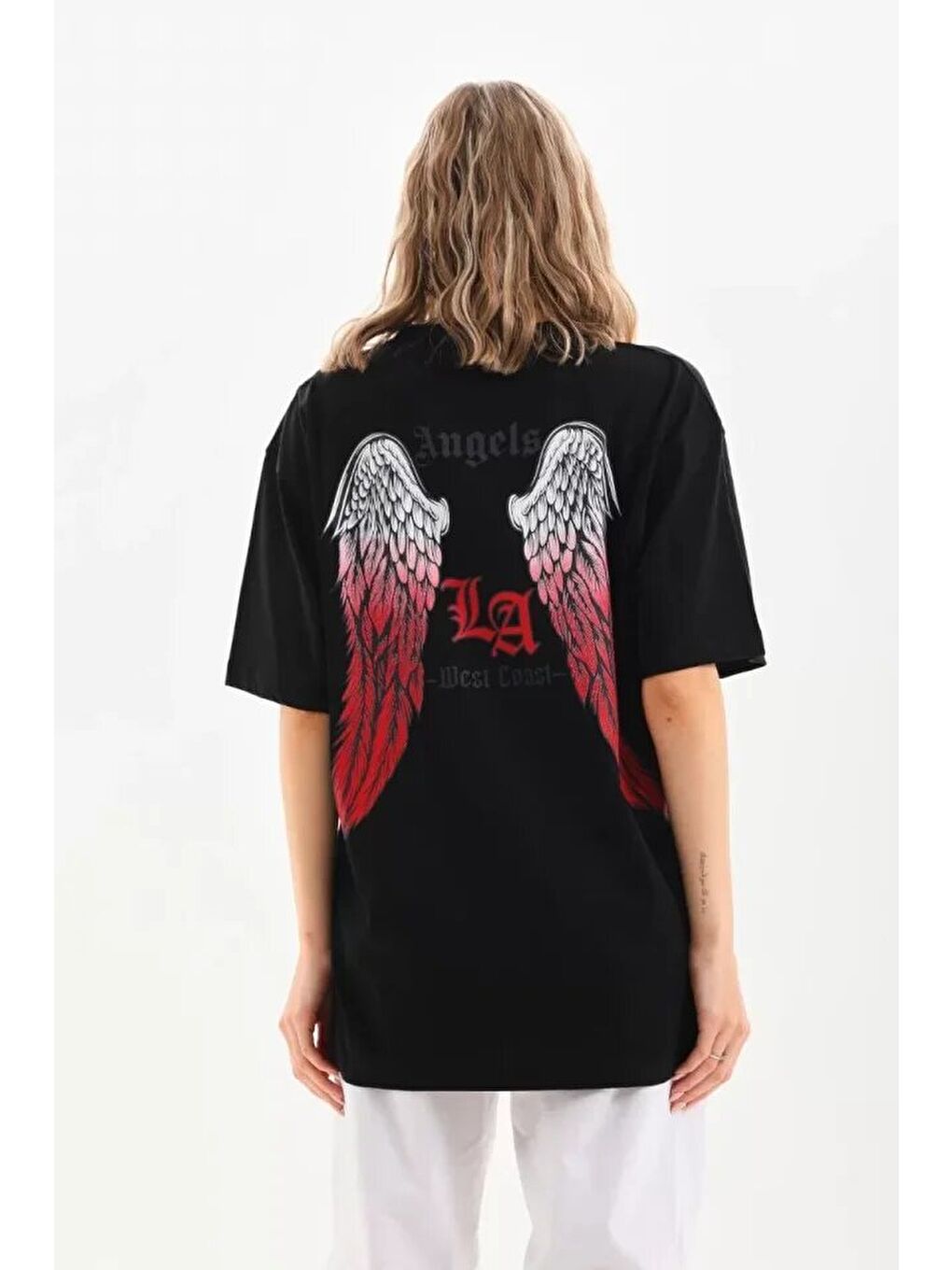 Unisex Baskılı Oversize T-Shirt - Siyah-1