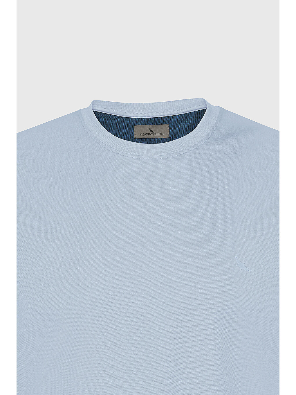 Erkek Açık Mavi Slim Fit Dar Kesim Bisiklet Yaka Pamuklu Tişört-5