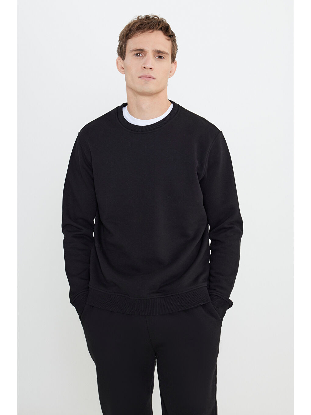 Erkek Siyah Sıcak Tutan Pamuklu 3 İplik İçi Polarlı Eşofman Takımı Standart Fit Cepli Alt Üst 2'li-3