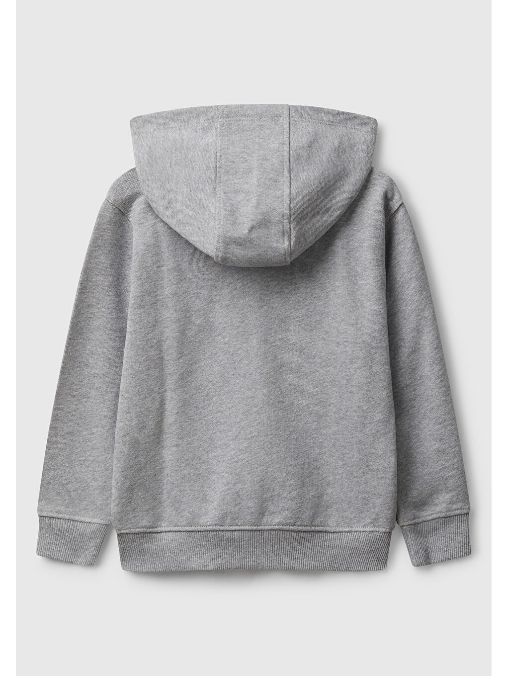 Erkek Çocuk Gri Melanj Önü Logo Baskılı Fermuarlı Kapüşonlu Sweatshirt-1