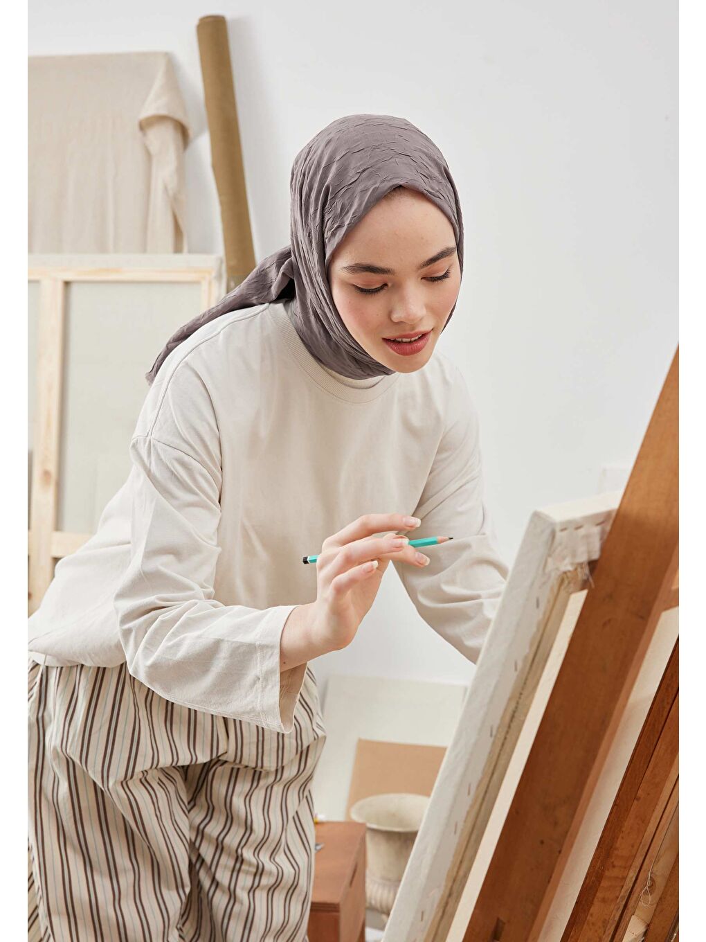 Gri Bambu Şal Füme-2