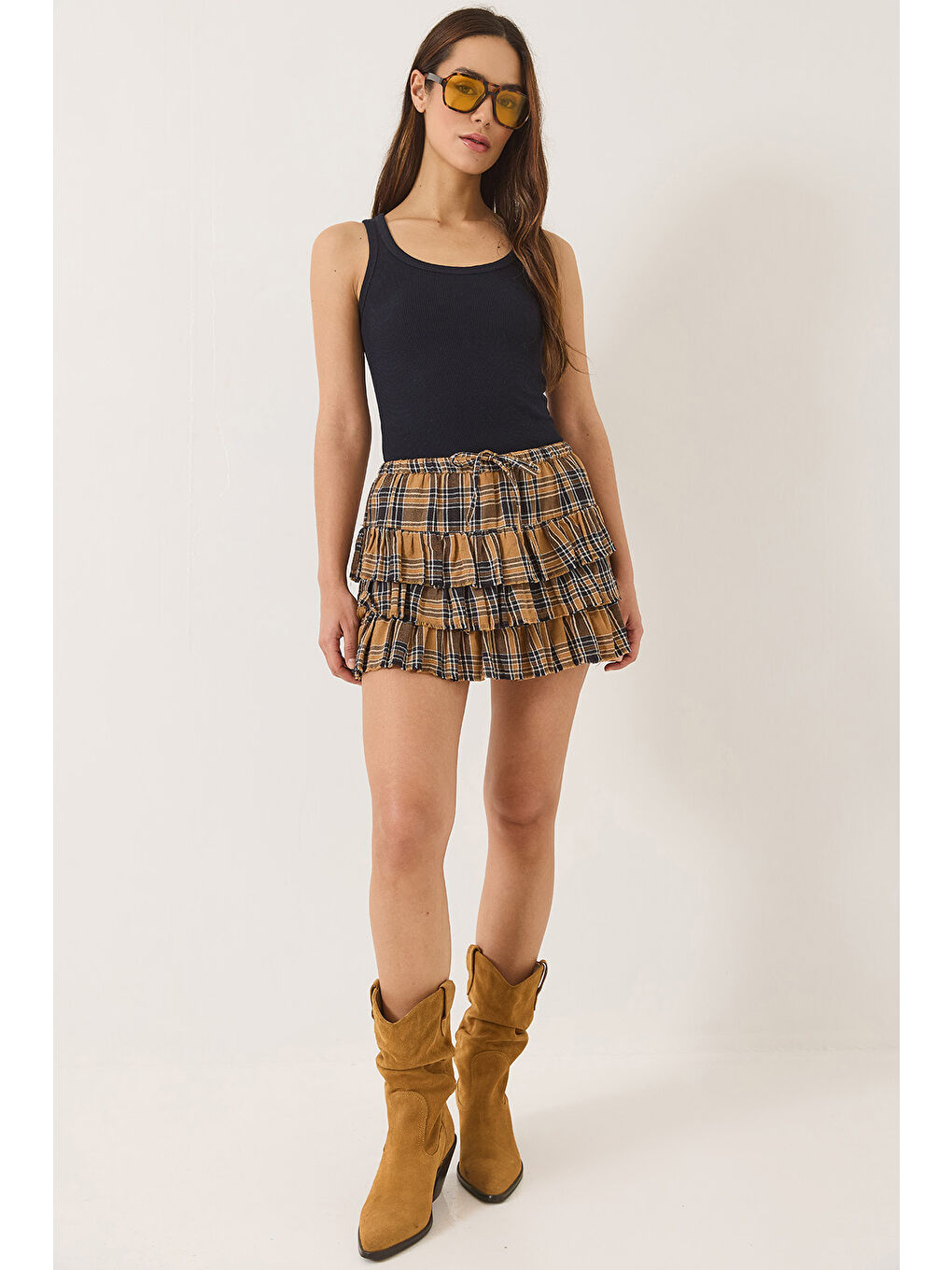 Lacivert Kadın Fitilli Görünümlü Kalın Askılı Kaşkorse Basic Atlet