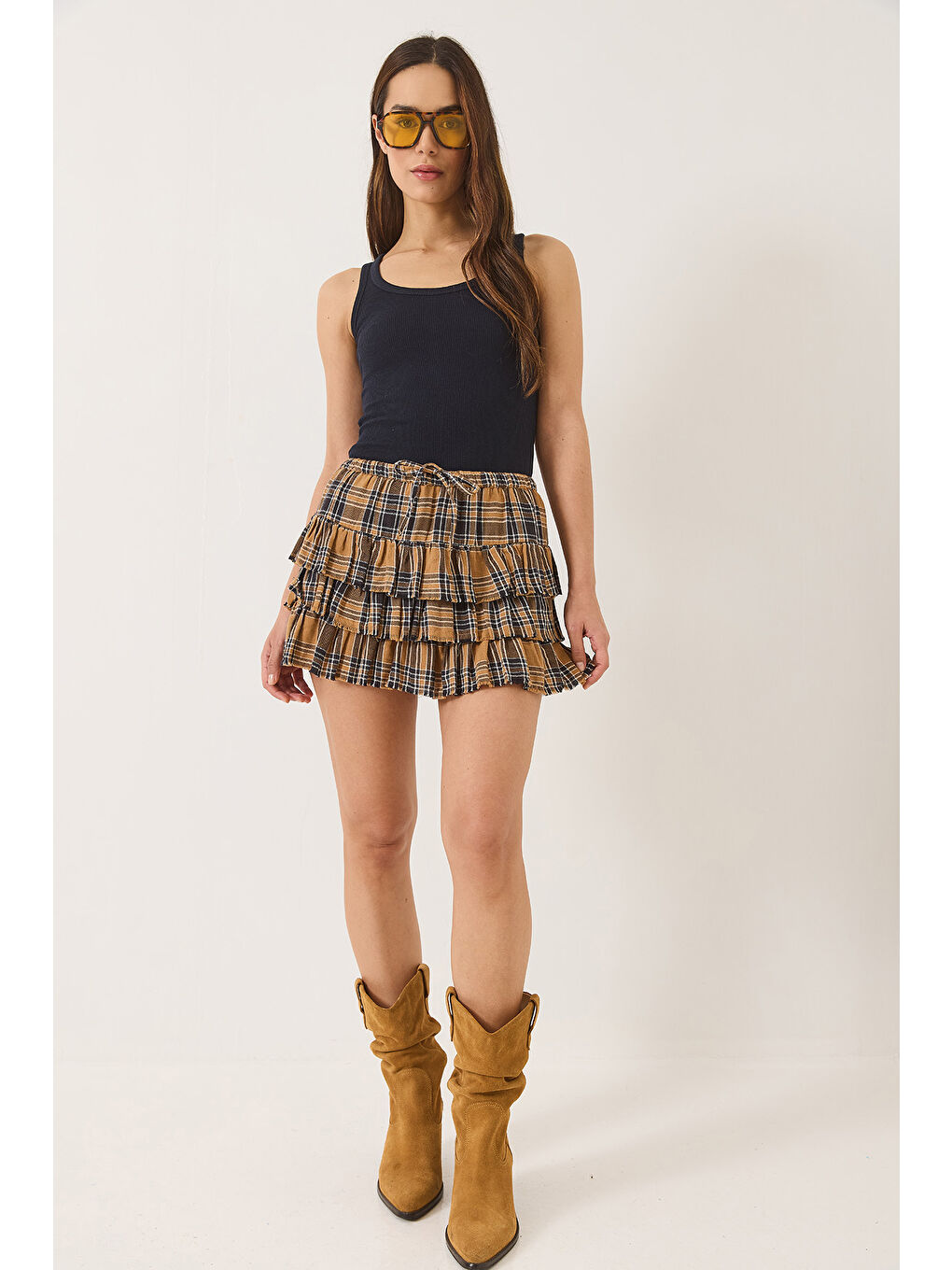 Lacivert Kadın Fitilli Görünümlü Kalın Askılı Kaşkorse Basic Atlet-1