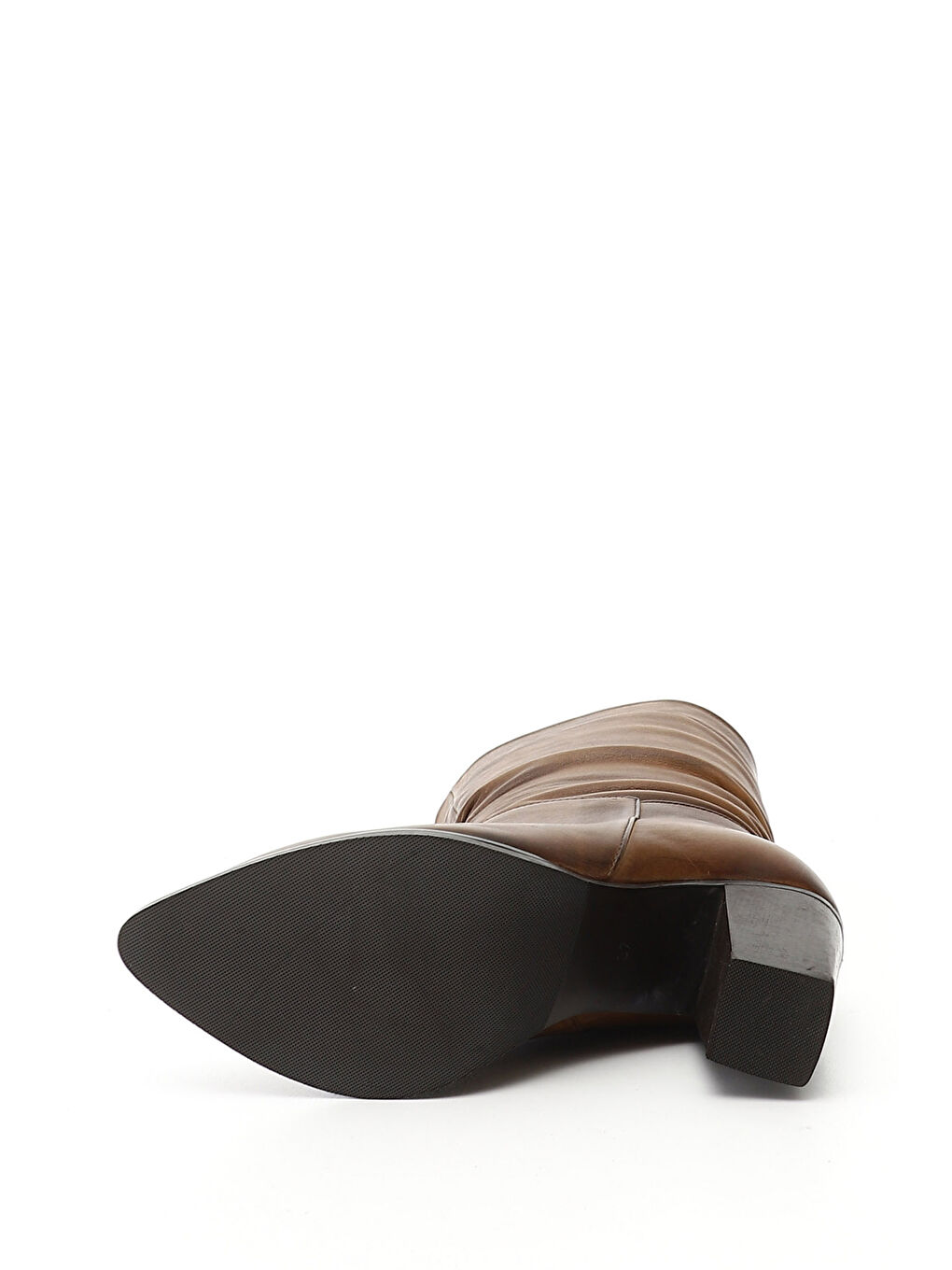 Kahverengi Kadın KOYU VİZON Sivri Burun Körüklü Kalın Topuklu Hakiki Deri Çizme-3