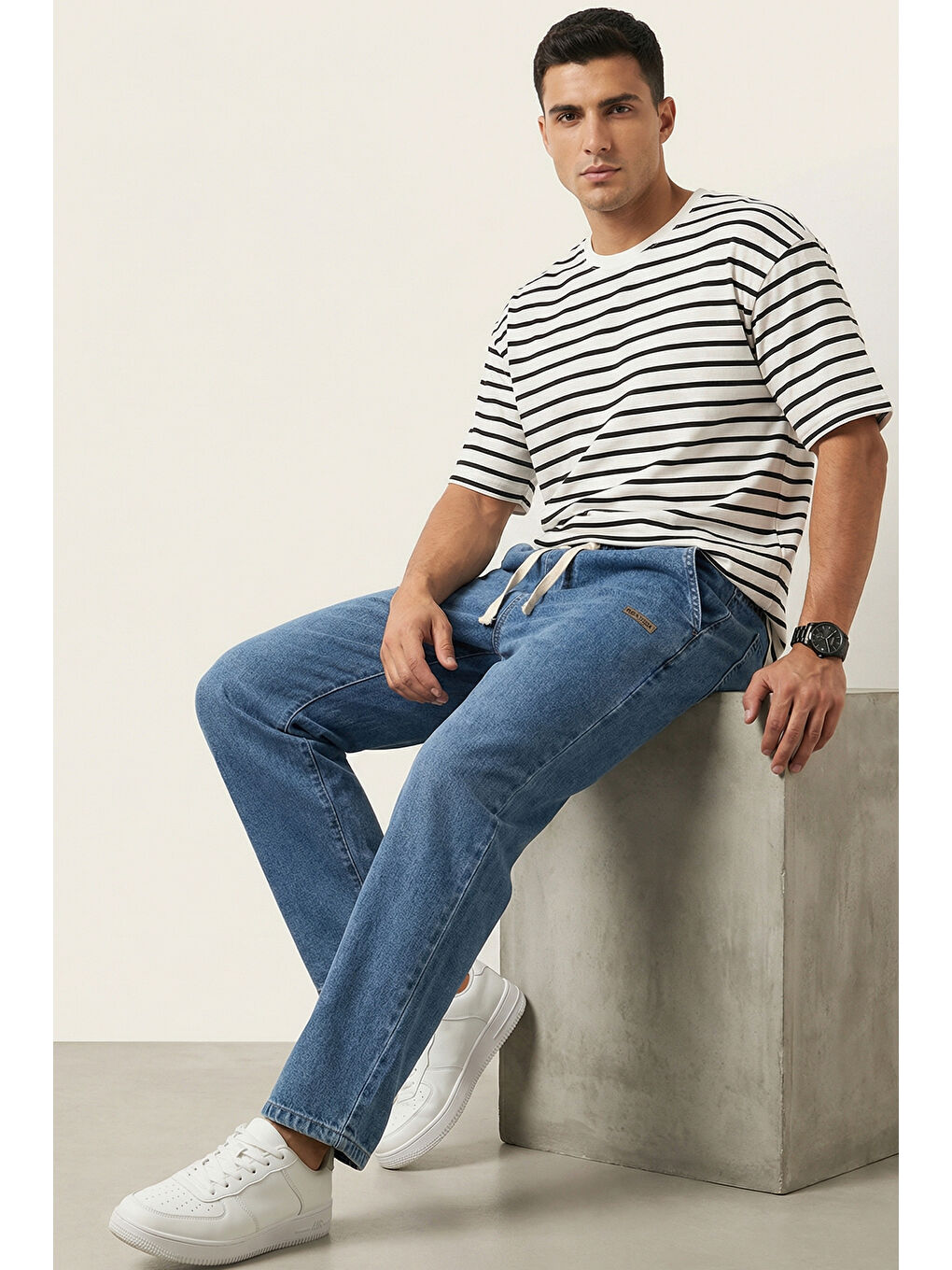 Erkek Rahat Kesim Baggy Jean Pantolon 30073 - Lacivert-1