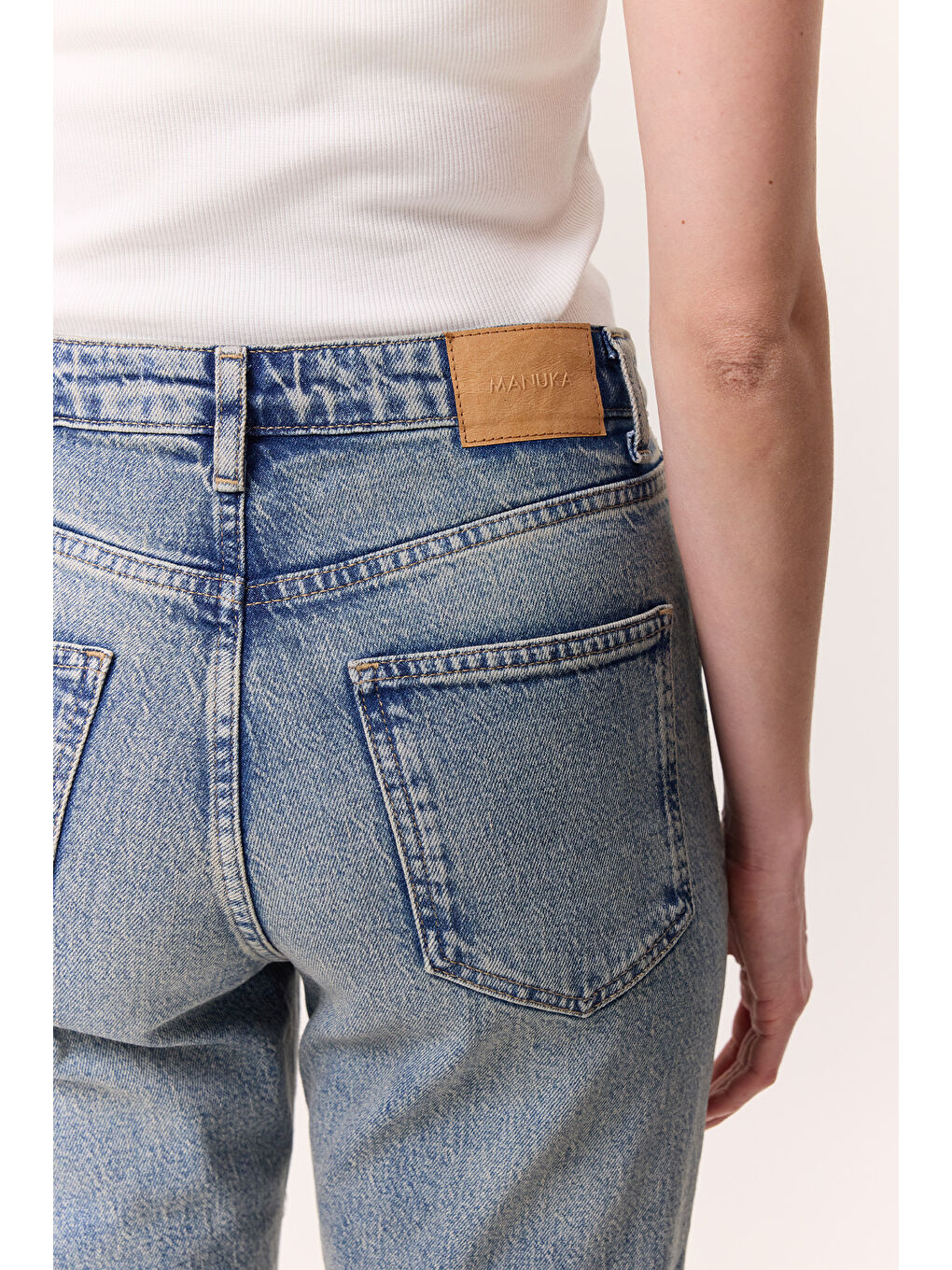 Yüksek Bel Flare Paça Jean Mavi-5