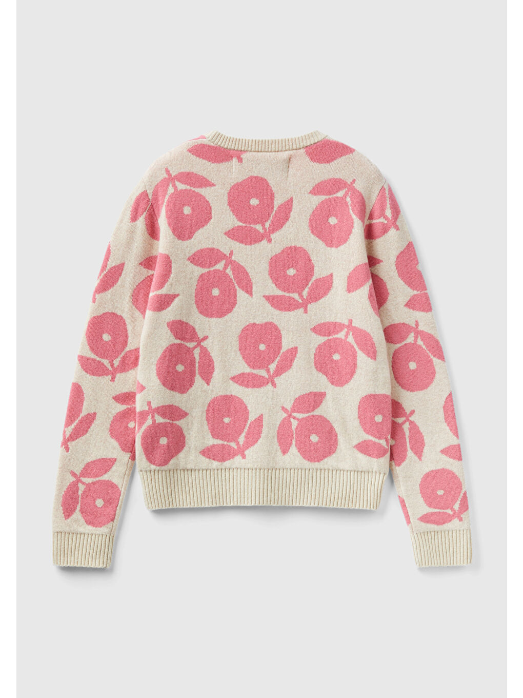 Kadın Bej Yün Karışımlı Çiçek Desenli Kazak-3