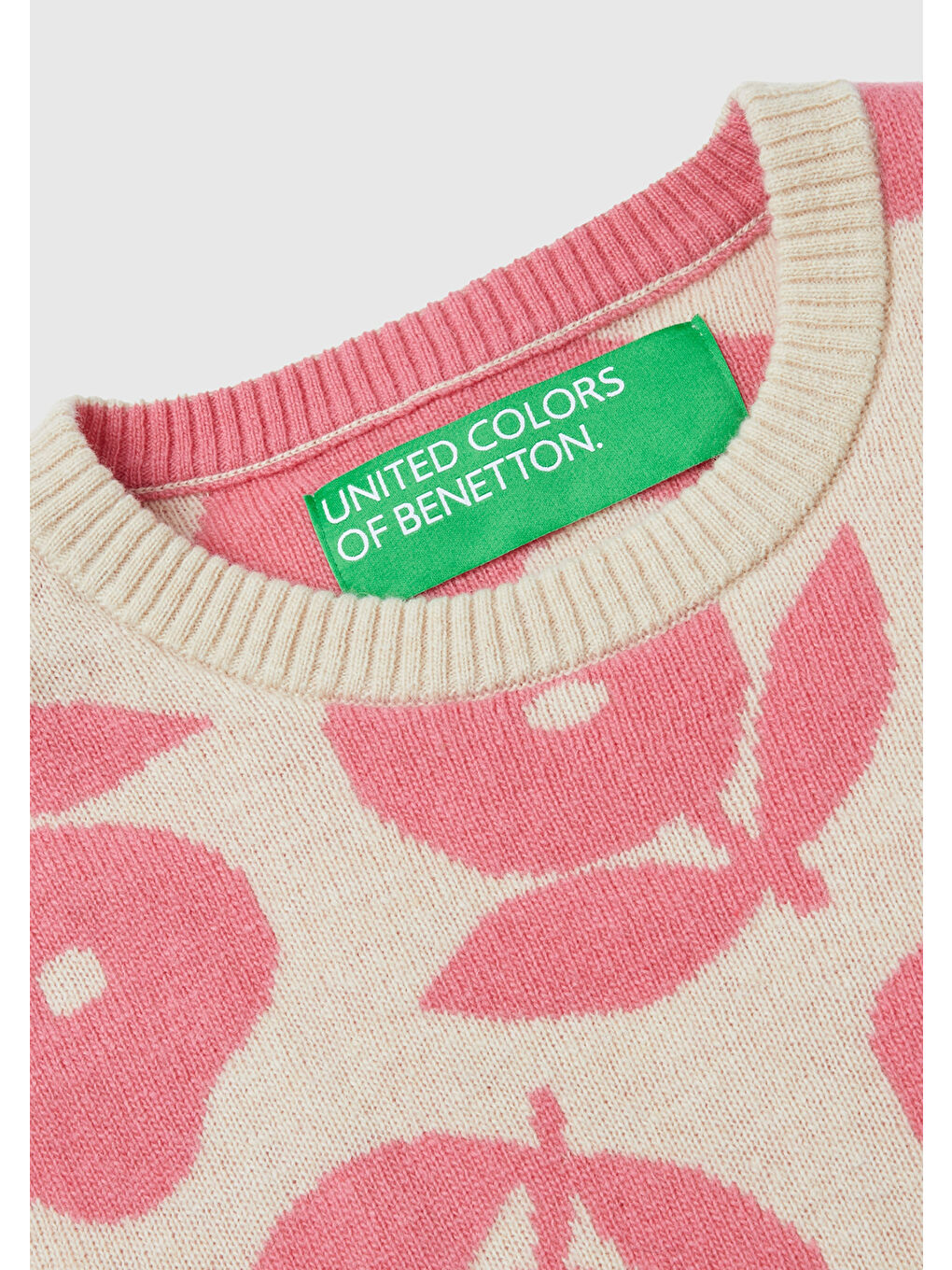 Kadın Bej Yün Karışımlı Çiçek Desenli Kazak-5