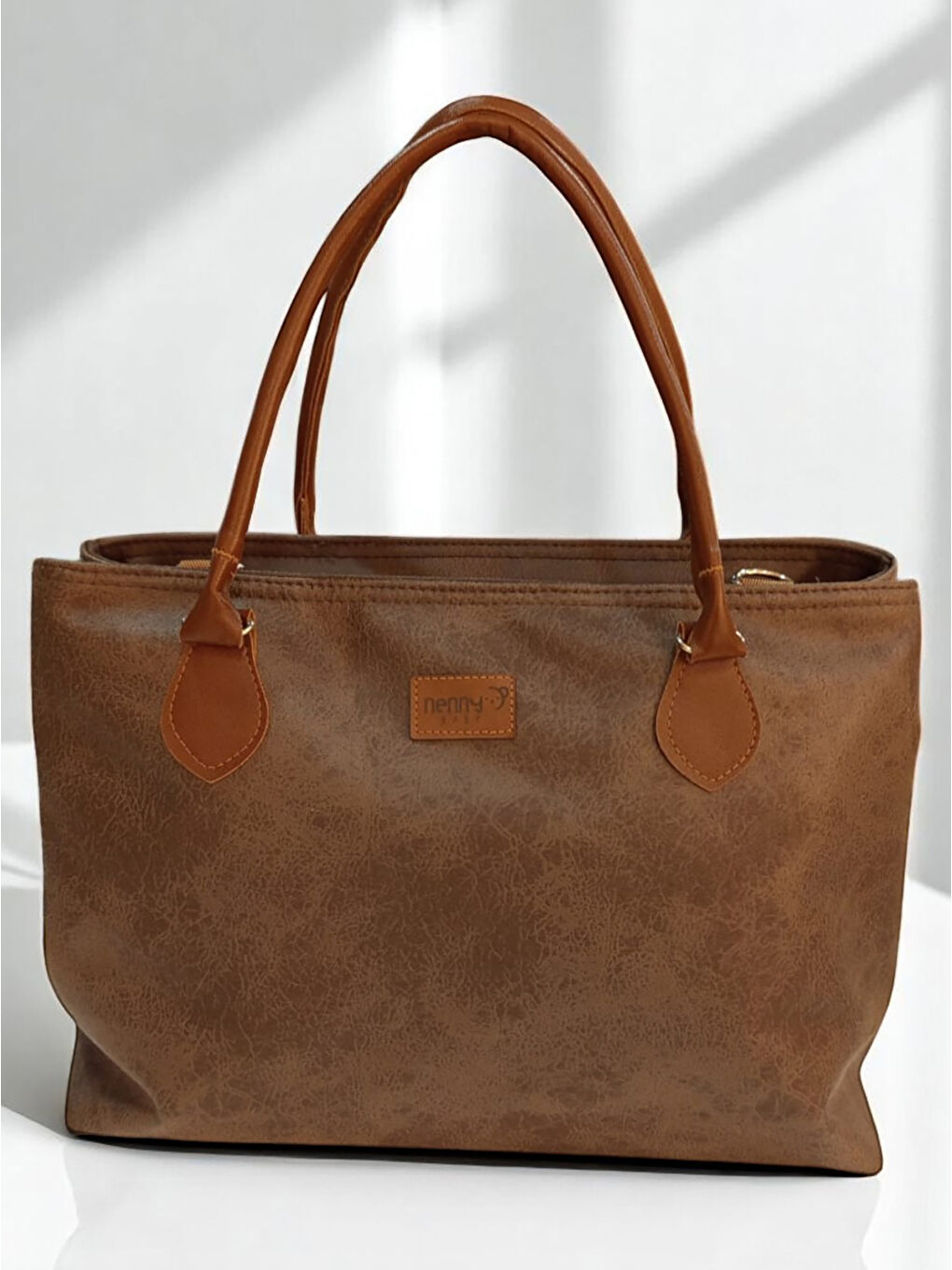 Deri Anne Bebek Omuz Çantası Kahverengi