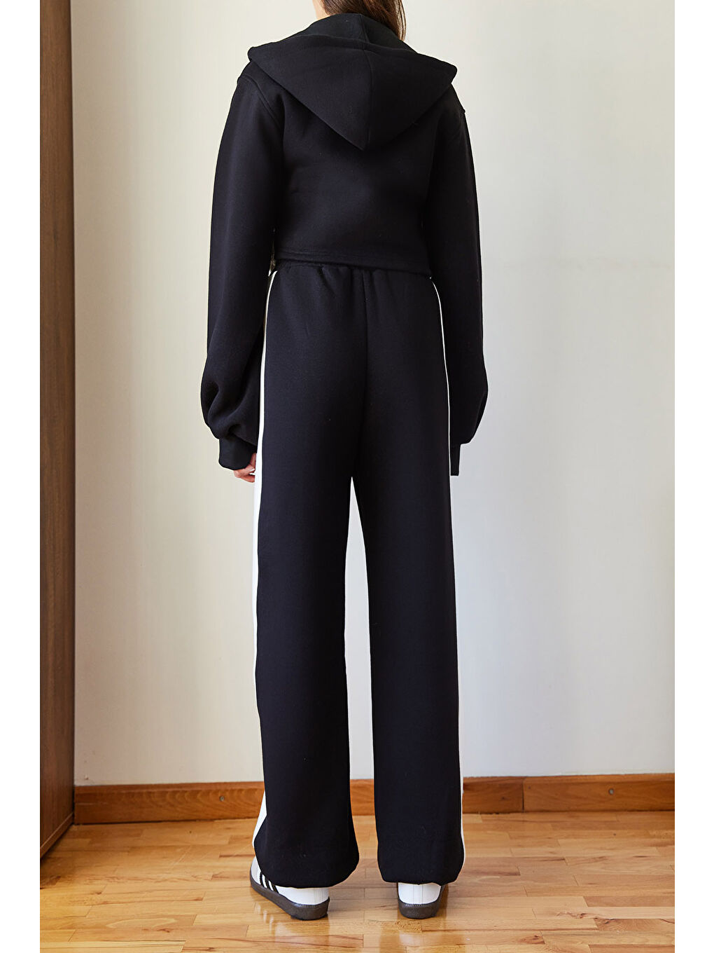 Siyah Kadın Üç İplik Şardonlu Alt Üst Takım-4