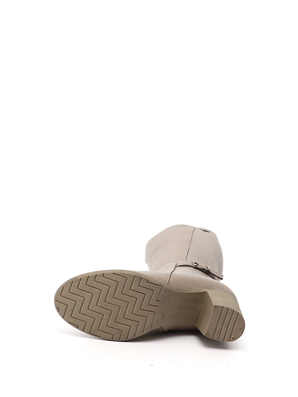 Bej Kadın YENİ BEJ Fermuarlı Kalın Topuklu Hakiki Deri Çizme-3