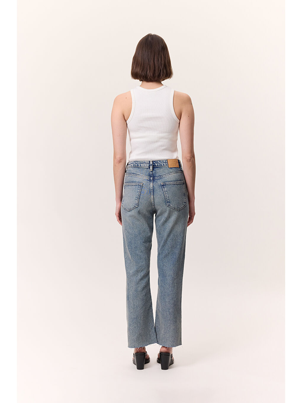 Yüksek Bel Flare Paça Jean Mavi-7