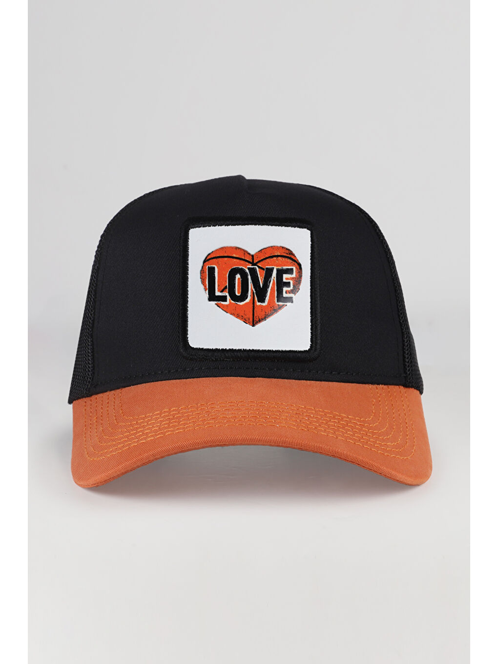 Basketbol Logolu Kiremit-Siyah Trucker Şapka-1