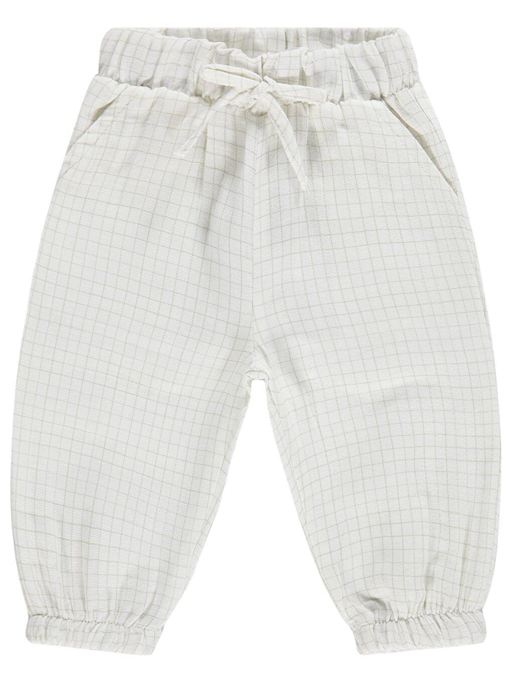 Baby Müslin Kareli 6-18 Ay Pantolon - Ekru 12-18 Ay